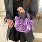 satin basket bucket bag bow woven handbag fashionable versatile single shoulder woven bag