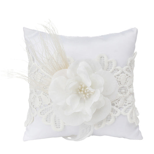 Satin And Linen Fabric Wedding Ring pillow Creative Lace Ring Box Small Portable