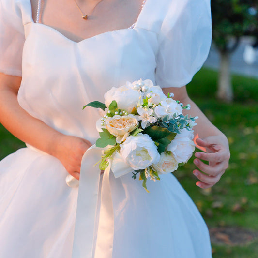 Wedding Flower For The Groom And Bride, Simulated Peony Wedding Bouquet