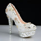 Women's Wedding Shoes Decorative Heel Wedding Heels Bridal Shoes With Beading WS0002