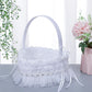 White Lace Portable Flower Basket