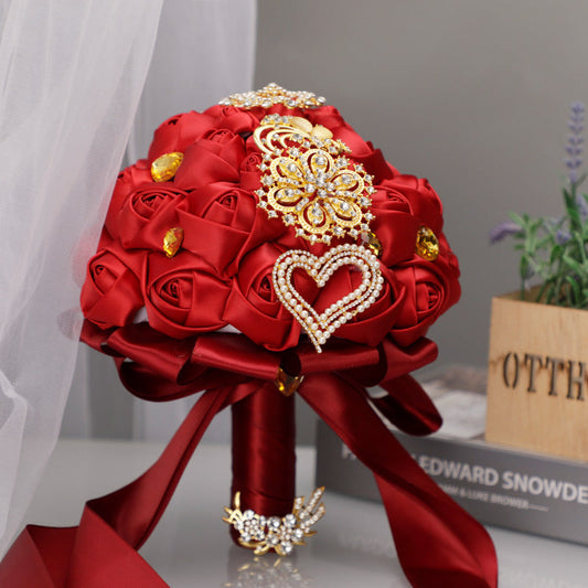 Wedding Flower For The Groom And Bride, Satin Rose Wedding Bouquet
