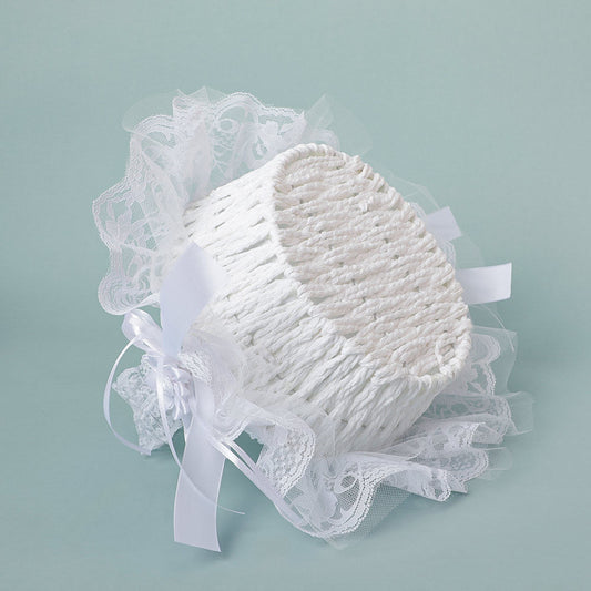 Lace Bow Decorated Portable Flower Basket