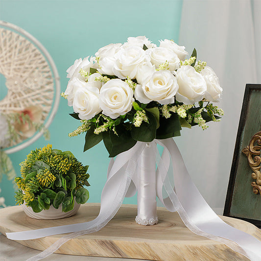 Wedding Flower For The Groom And Bride, Simulated Rose Wedding Bouquet