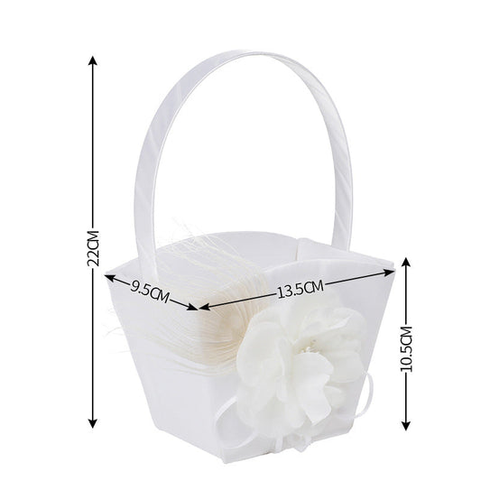 Linen/Satin Vintage Flower Girl Holding Flower Basket