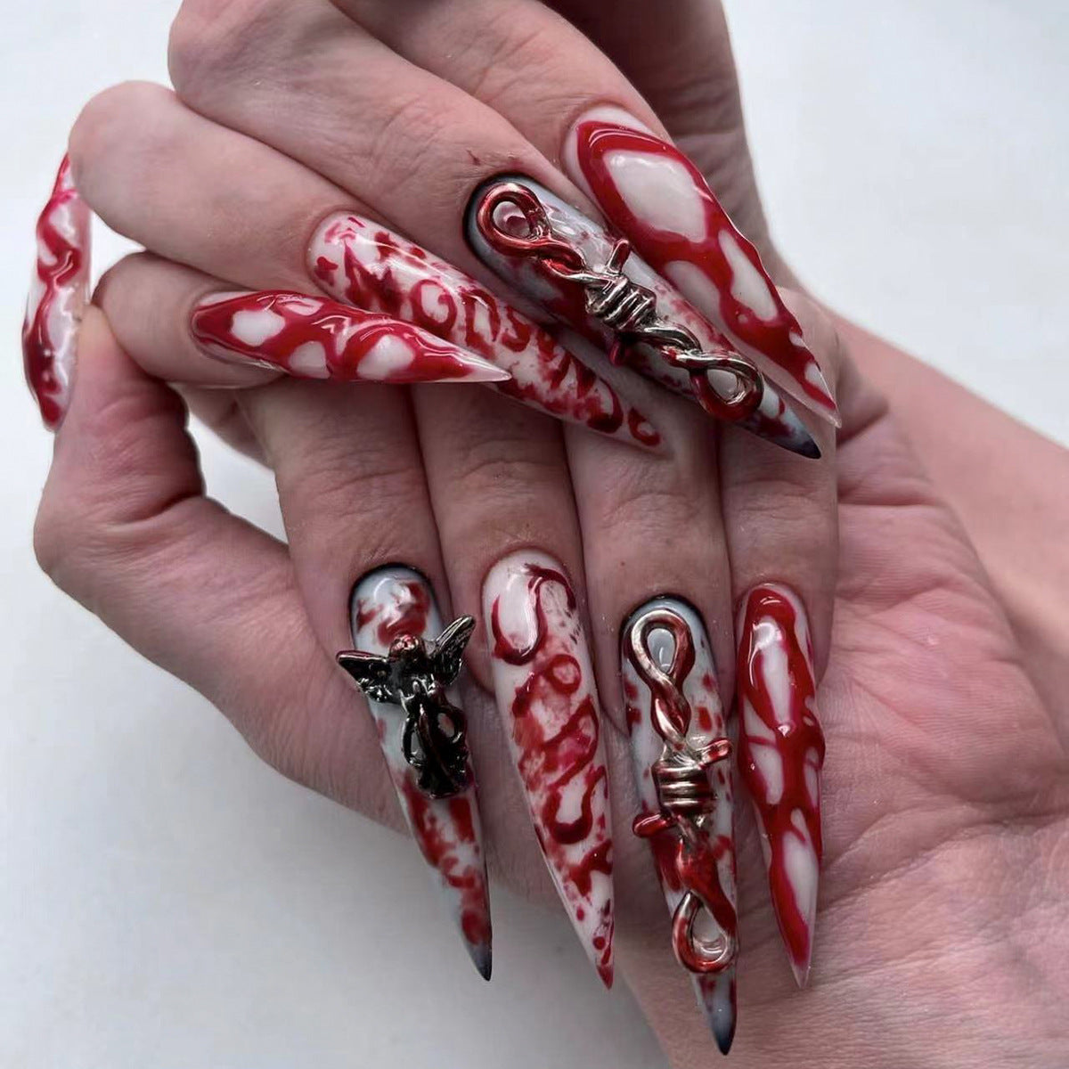Halloween Wearable Nail Art Stickers Ghost Nail Decals Horror Ghost Long