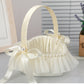 Creamy White Heart-Shaped Flower Basket With Bow Decoration, HL-5816