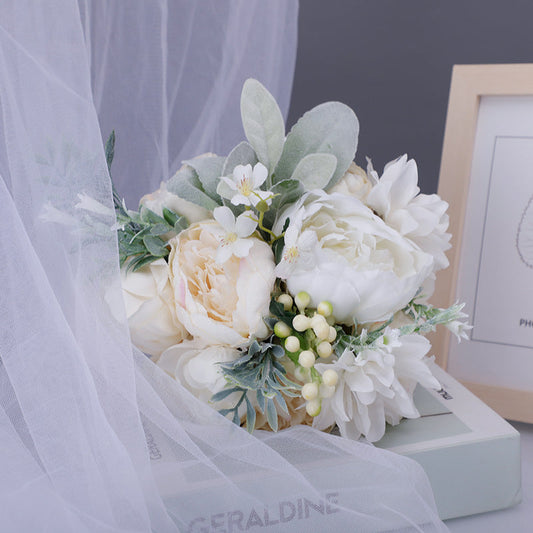 Wedding Flower For The Groom And Bride, Simulated Peony Wedding Bouquet