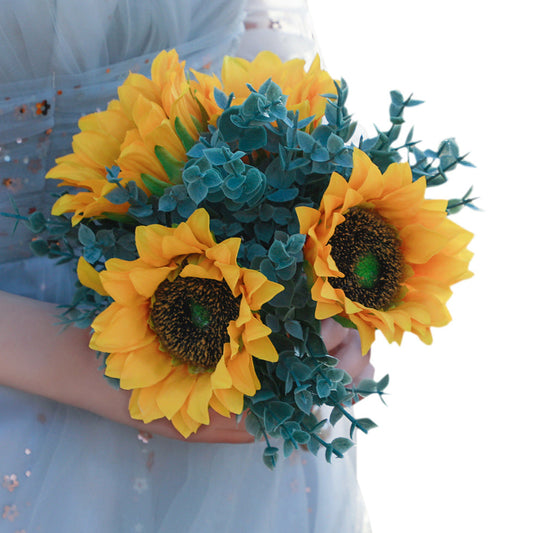 Wedding Flower For The Groom And Bride, Simulated Sunflower Wedding Bouquet