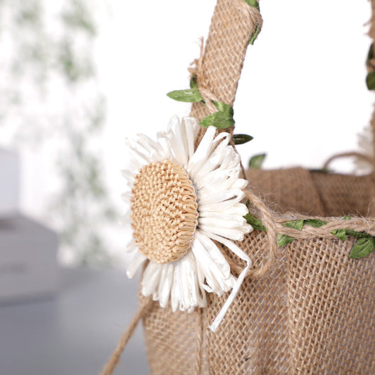 Retro Cotton Linen Flower Basket Flower Basket Rattan Daisy Decoration