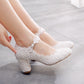 Women's Wedding Shoes Decorative Heel Wedding Heels Bridal Shoes With Beading WS0005