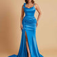 Elegant Soft Satin Mermaid Bowknot Floor-Length Mermaid Bridesmaid Dresses