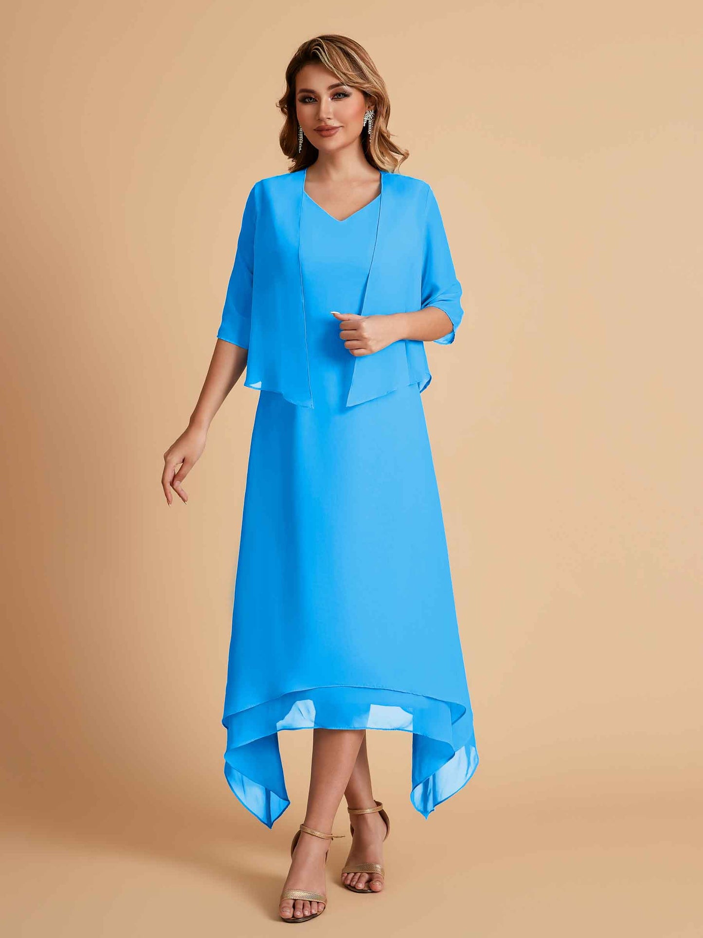 Elegant A-line Chiffon Short Sleeves Mother of the Brides Dresses Online