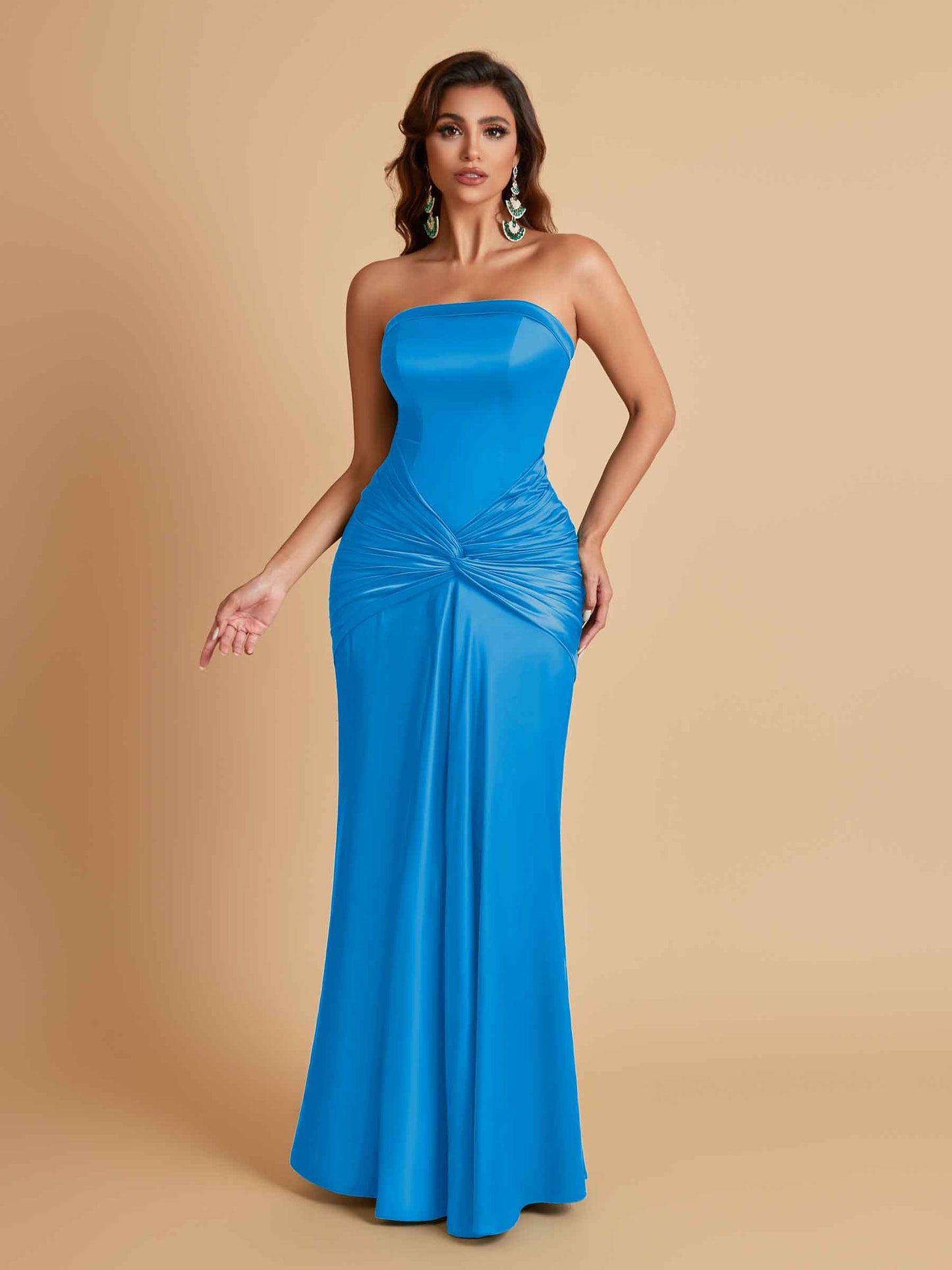 Sexy Soft Satin Mermaid Strapless Floor-Length Mermaid Bridesmaid Dresses