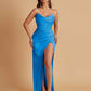 Sexy Soft Satin Mermaid V-neck Side Slit Floor-Length Bridesmaid Dresses Online