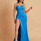 Simple Soft Satin Mermaid V-neck Floor-Length Mermaid Bridesmaid Dresses