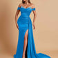 Gorgeous Soft Satin V-neck Off-the-Shoulder Side-Slit Mermaid Bridesmaid Dresses