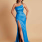 Gorgeous Strapless Soft Satin Side Slit Floor-Length Mermaid Bridesmaid Dresses