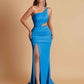 Gorgeous One Shoulder Soft Satin Side Slit Floor-Length Mermaid Bridesmaid Dresses