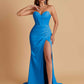 Elegant Soft Satin Mermaid V-neck Side Slit Floor-Length Bridesmaid Dresses Online