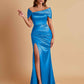 Elegant Soft Satin Off-the-shoulder Side-Slit Mermaid Bridesmaid Dresses