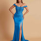 Sexy Soft Satin V-neck Off-the-shoulder Strapless Side-Slit Mermaid Bridesmaid Dresses