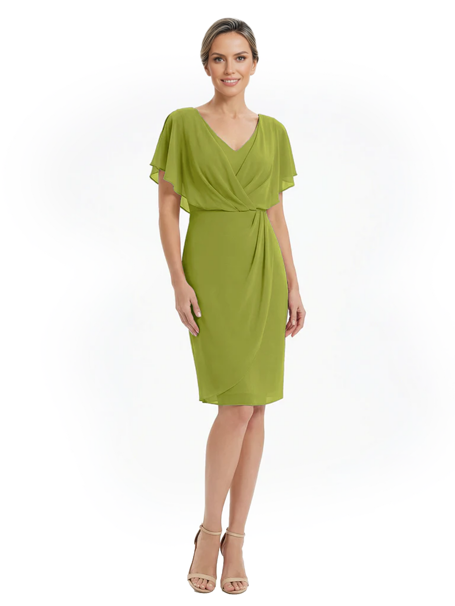 Chic Knee-Length Mother of Bride Formal Dress Slimming Chiffon Styles for Wedding Guest
