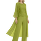 Elegant Pink 3-Piece Pant Set Trending 2026 Styles with Lace Wide-Leg Pants
