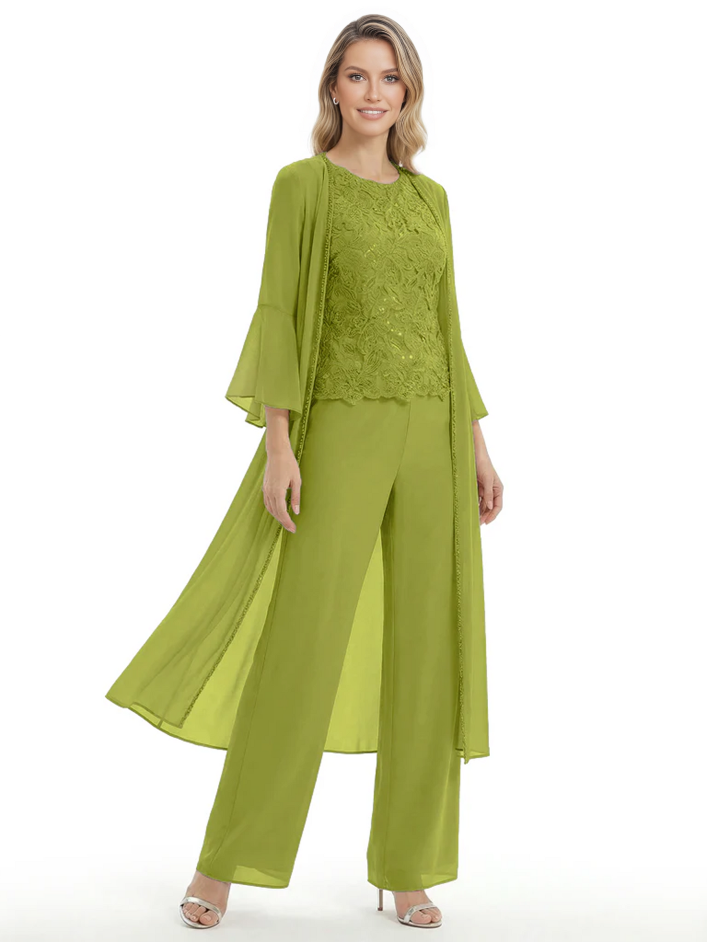 Elegant Pink 3-Piece Pant Set Trending 2026 Styles with Lace Wide-Leg Pants