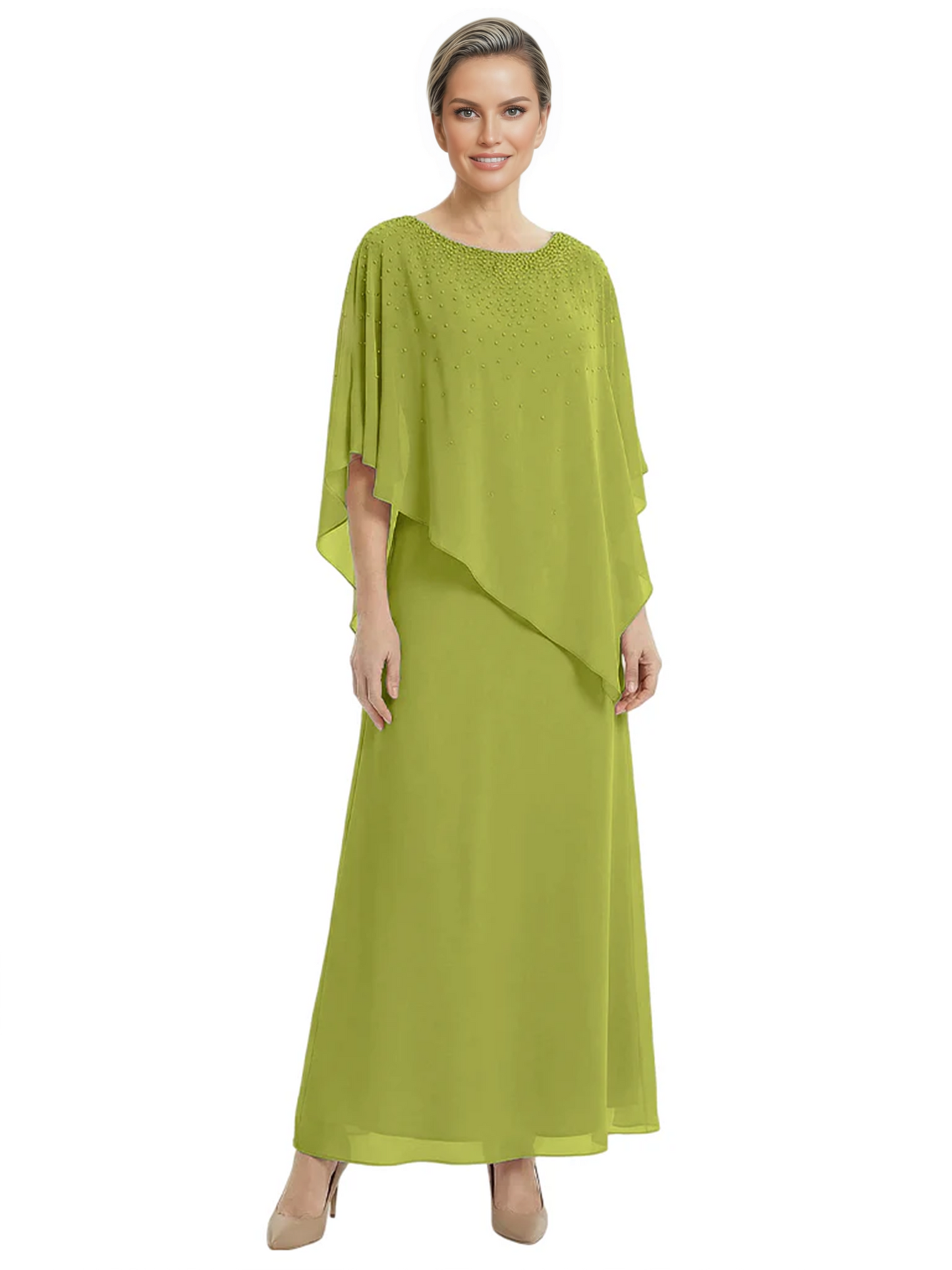 Elegant Mother of Bride Dresses Evening Gowns Trending 2026 Styles with Asymmetric Cape