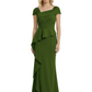 A-Line Satin Cap Sleeves Mother of the Brides Dresses Floor Length For Wedding