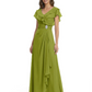 Elegant Mother of the Groom Dress Cascading Ruffle Chiffon Formal Gown Rhinestone