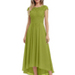 Elegant Evening Gown Trending 2026 Styles with Cap Sleeves High-Low Skirt