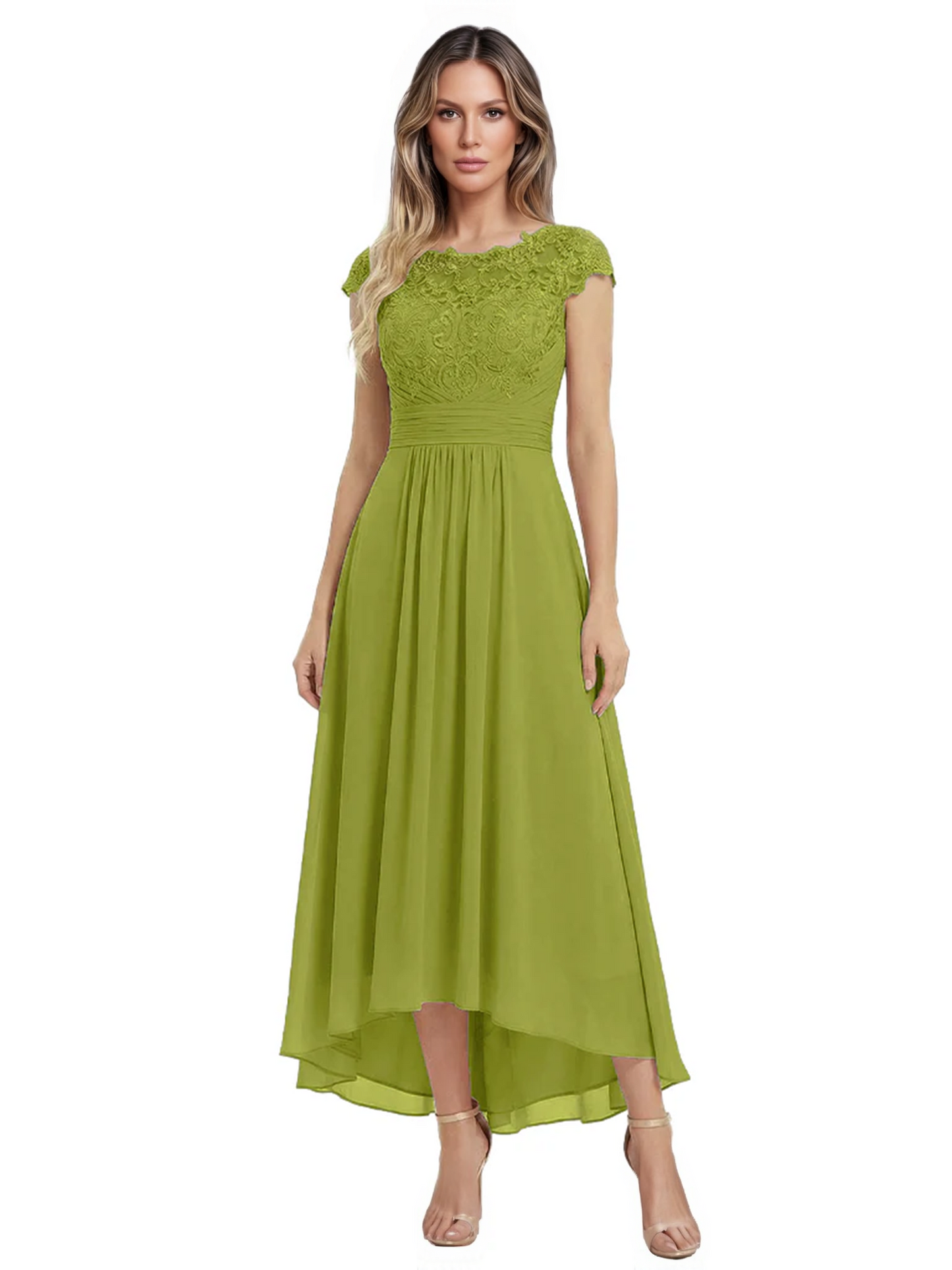 Elegant Evening Gown Trending 2026 Styles with Cap Sleeves High-Low Skirt