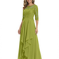 3/4 Sleeve Mother of the Bride Dress with Lace Embroidery High-Low Hem 2026