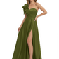 Elegant Mother of the Groom Dress A-Line Satin Formal Gown with High Slit Ruched Bodice