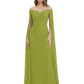 Elegant Mother of the Groom Gown Floral Lace Embroidered Formal Dress with Cape