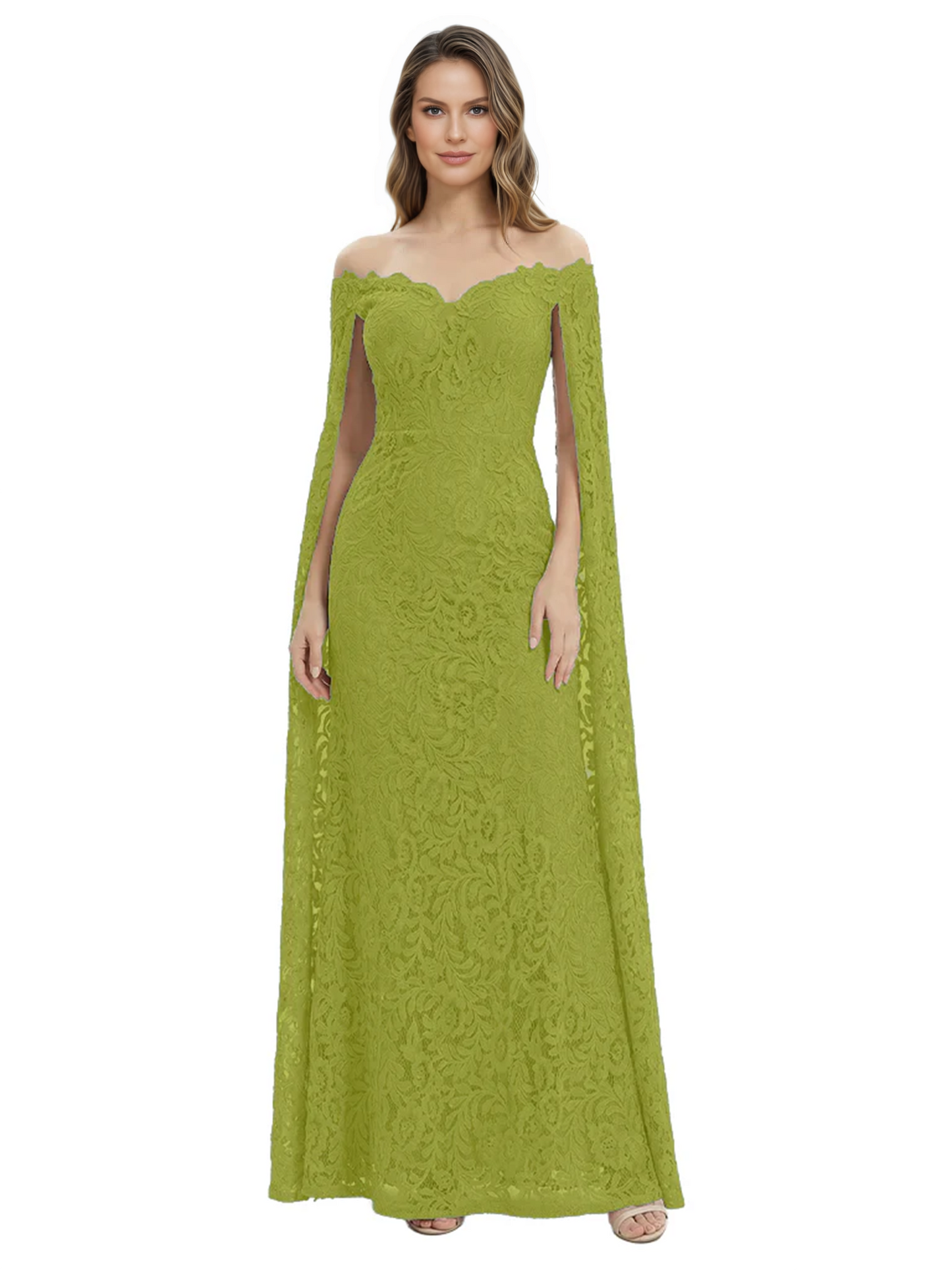 Elegant Mother of the Groom Gown Floral Lace Embroidered Formal Dress with Cape