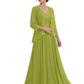 Plus Size A-line Chiffon 3/4 Sleeves Mother of the Brides Dresses Long Jacket Dress