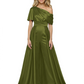 One Shoulder Mother of Bride jumpsuits Formal Gowns Floor Length Detachable Train