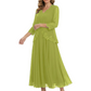 3/4 Sleeve Chiffon Mother of the Brides Dresses V-Neck Wedding Party Gowns