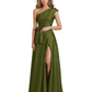 Wedding Mother of the Bride Dress One Shoulder and High Slit Formal Dresses