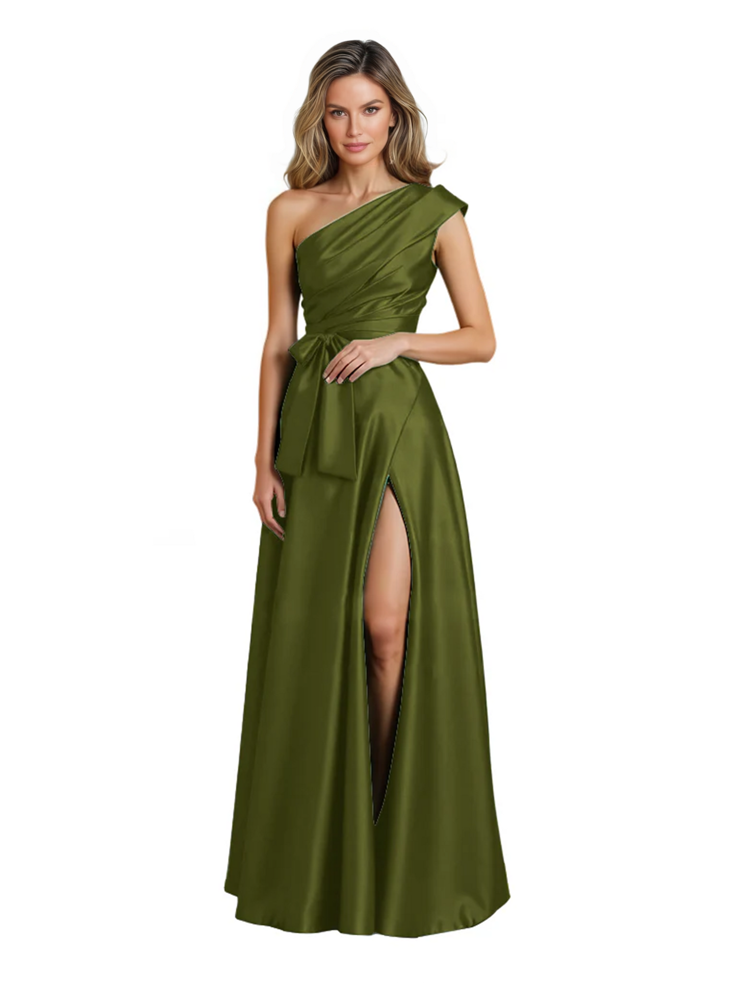 Wedding Mother of the Bride Dress One Shoulder and High Slit Formal Dresses
