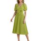 Wedding Formal Dress V-Neck Pleated Chiffon Gown with 3D Flower Accent Knee Length