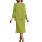 3 PCS Knee-Length Mother of Bride Dresses Prom Dress Evening Dress with Sheer Sleeves and Jacket