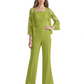 Mother of the Bride Jumpsuit with Lace Jacket 3/4 Sleeve Formal Pant Suit