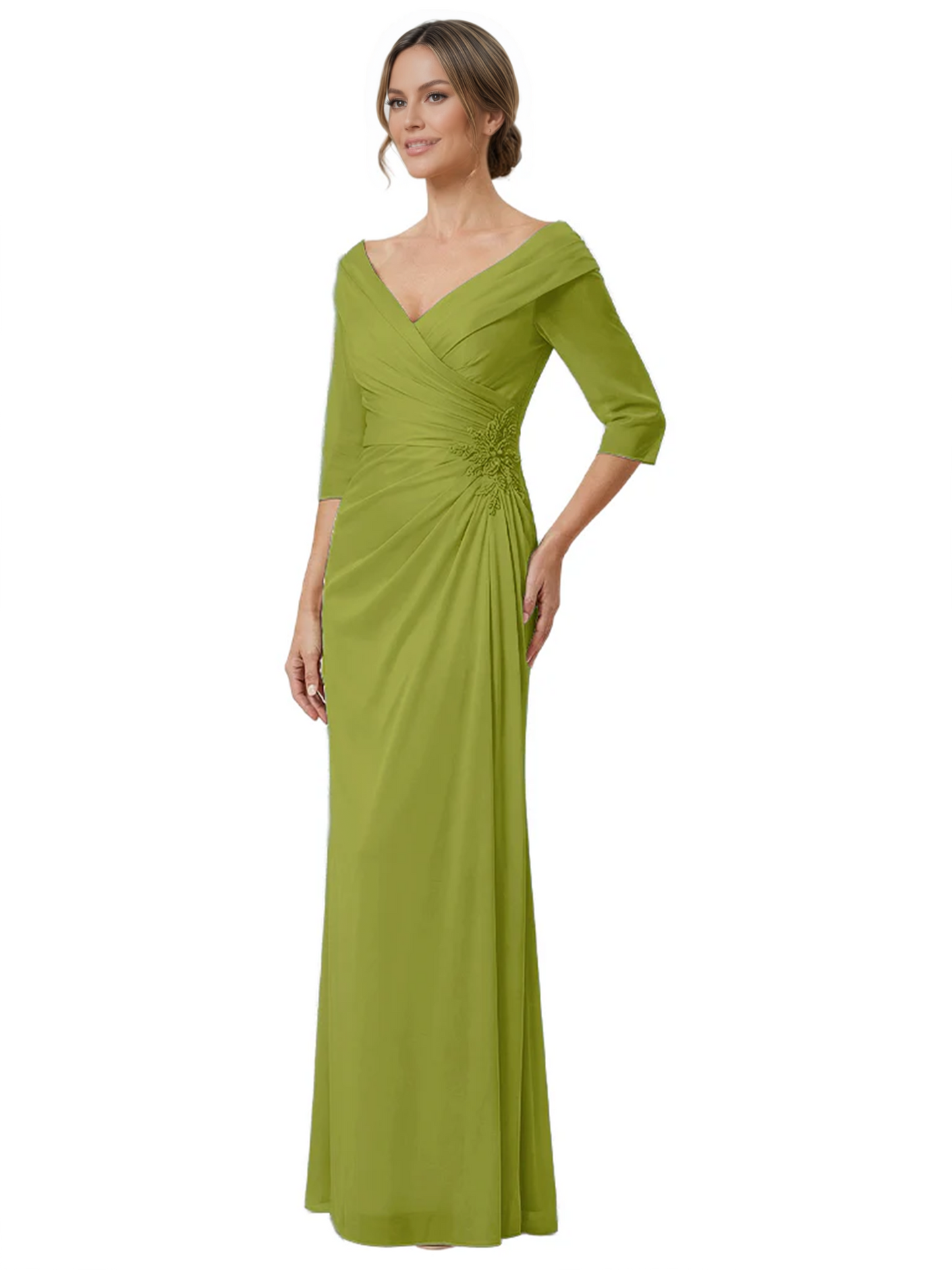 Elegant 3/4 Sleeve Mother of the Brides Dresses Mom Outfits Wedding Satin