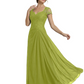 Long A-line Chiffon Short Sleeves Mother of the Brides Dresses Lace Wedding