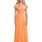Mother of the Bride Dress Cap Sleeves and V-Neckline with Embroidered Lace Shoulders