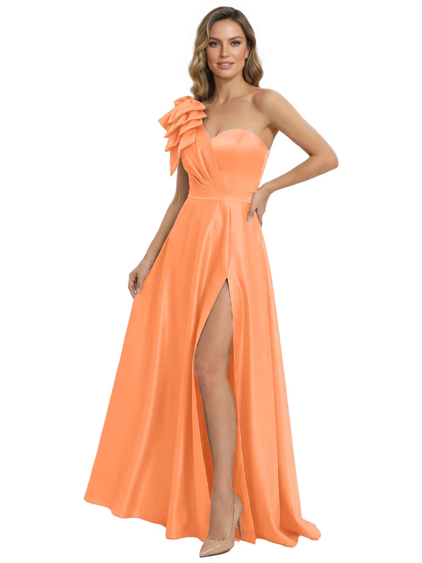 Elegant Mother of the Groom Dress A-Line Satin Formal Gown with High Slit Ruched Bodice